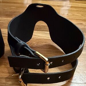 Black Strap Garters withGold Buckle Accent